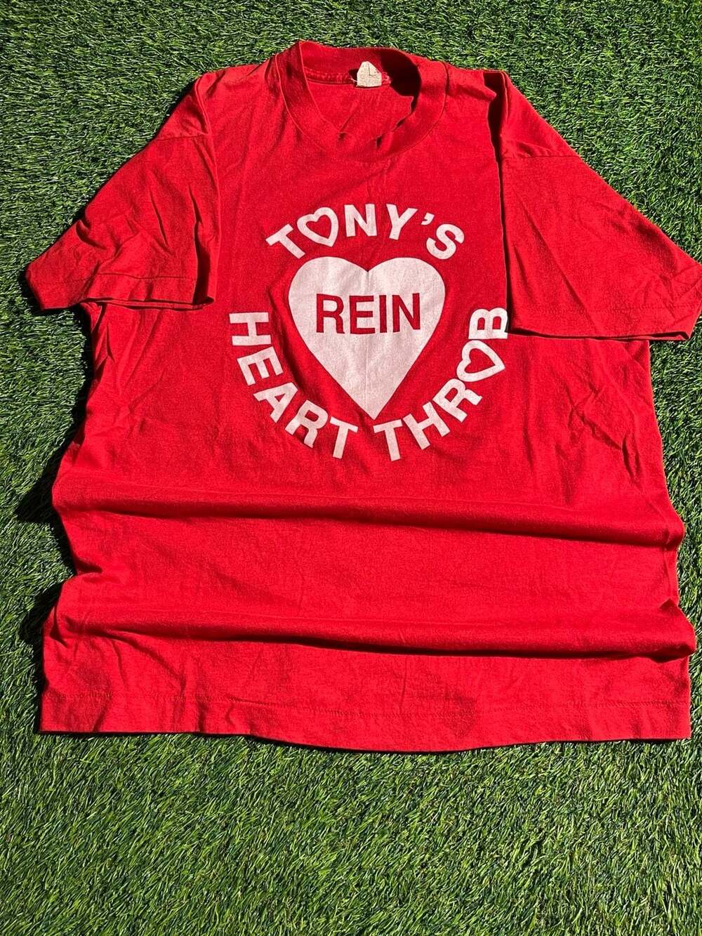 Screen Stars Tony's Heart Throb T-Shirt Size XL Red Graphic Tee